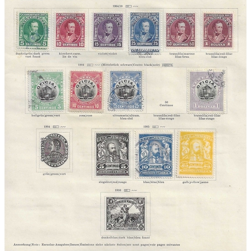 12 - South & Central America: 1870s-1912 Mint, unused and used assembly on old time Schaubek printed page... 