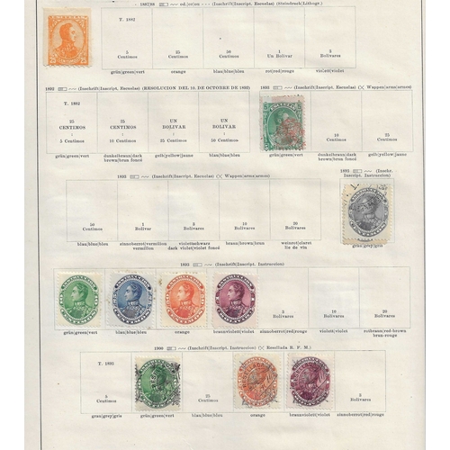 12 - South & Central America: 1870s-1912 Mint, unused and used assembly on old time Schaubek printed page... 