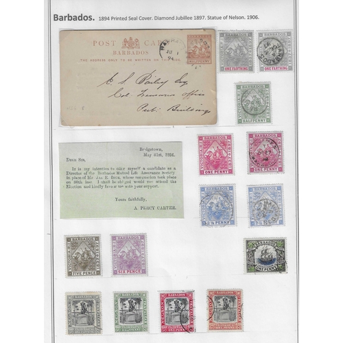 137 - BARBADOS - Collection QV-QEII of approx. 300 stamps, mint and used  neatly arranged on leaves in dis... 