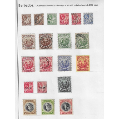 137 - BARBADOS - Collection QV-QEII of approx. 300 stamps, mint and used  neatly arranged on leaves in dis... 