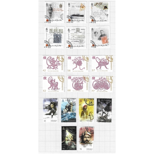 1629 - GREAT BRITAIN -  GUERNSEY - 2016-2020 Mostly complete fine used mostly off FDCs assembly on leaves i... 