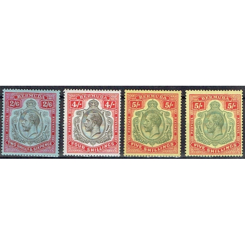 163 - BERMUDA - 1918-22 Keyplates mint assembly incl 2s (toned gum) with broken left scroll variety (SG 51... 