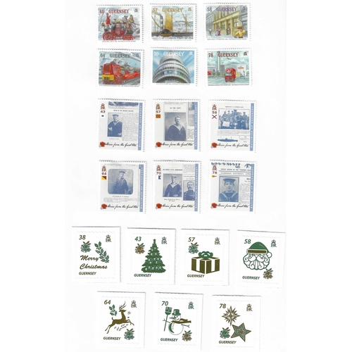 1630 - GREAT BRITAIN -  GUERNSEY - 2016-2020 Mostly complete mint assembly on leaves includes miniature she... 