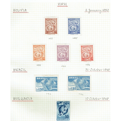 18 - OMNIBUS - 1949 Universal Postal Union mint collection of sets neatly arranged on Oriel pages alphabe... 