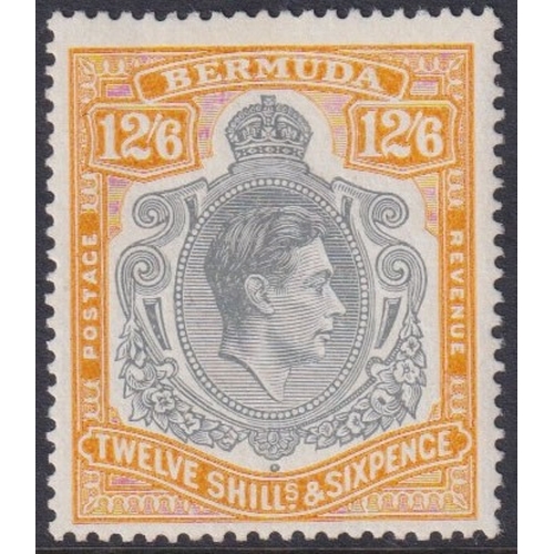 182 - BERMUDA - 1940 Keyplate 12/6 gray and pale orange very fine hinged mint, fresh, SG 120b Cat £110.