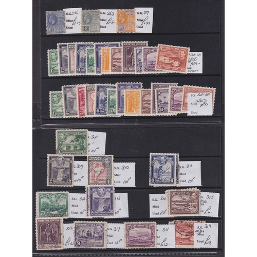 202 - BRITISH GUIANA - Clean mainly mint (few f.u.) assembly on eight large stockcards with some light dup... 