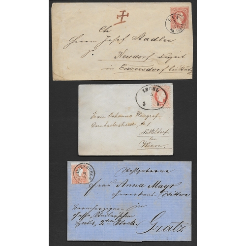 21 - POSTAL HISTORY - Austria: Small group of mainly prestamp mail from different towns and areas incl 18... 