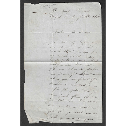 25 - POSTAL HISTORY - CRIMEA WAR: 1855 July. Double sided letter from a French soldier (to his mother and... 