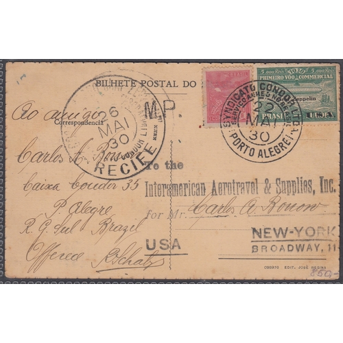 29 - POSTAL HISTORY - ZEPPELIN FLIGHTS - 1930 (May 22) Europe Pan America Round Trip Flight, Porto Alegre... 