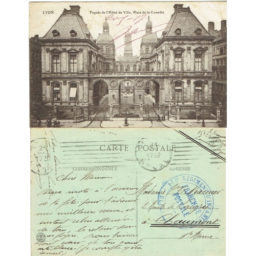 30 - POSTCARDS - FRANCE: 1917 (May) WWI Useful correspondence from Infanterie 158 Lyon to Vosges France f... 