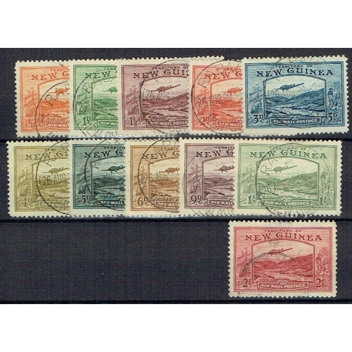 44 - THEMATICS - Airmails: New Guinea; 1939 AIR MAIL POSTAGE Set of 11 values to 2s fine used, SG 212/222... 