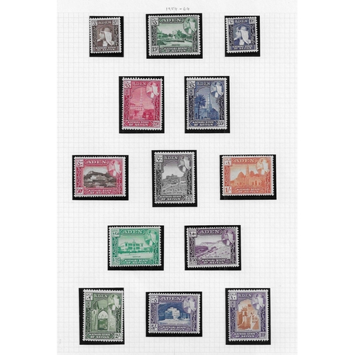 54 - ADEN - STATES - 1942-63 mainly mint collection on leaves for  Kathiri State of Seiyun 1942 set, 1048... 