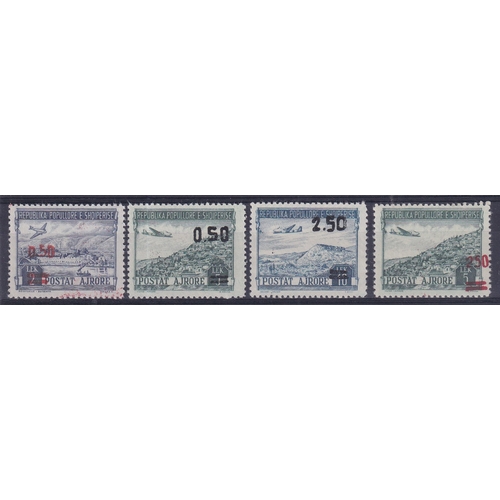 61 - ALBANIA - 1952 Air surcharge set of 4 mainly unmounted mint, the key 2l50 on 5l green is unused no g... 