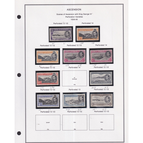 77 - ASCENSION - 1922-1971 Neat collection on printed 3 ring leaves mint and used middle to modern defins... 