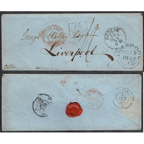 10 - POSTAL HISTORY - 1857 Seven stampless covers from same correspondence to Liverpool including from Ge... 