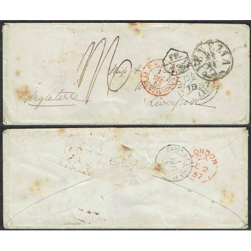 10 - POSTAL HISTORY - 1857 Seven stampless covers from same correspondence to Liverpool including from Ge... 