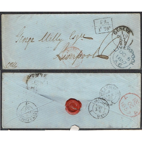 10 - POSTAL HISTORY - 1857 Seven stampless covers from same correspondence to Liverpool including from Ge... 