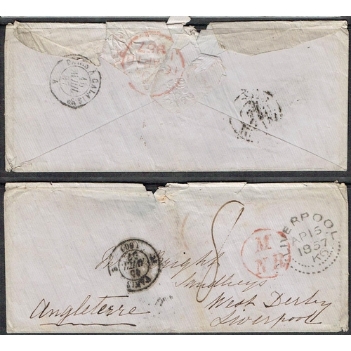 10 - POSTAL HISTORY - 1857 Seven stampless covers from same correspondence to Liverpool including from Ge... 