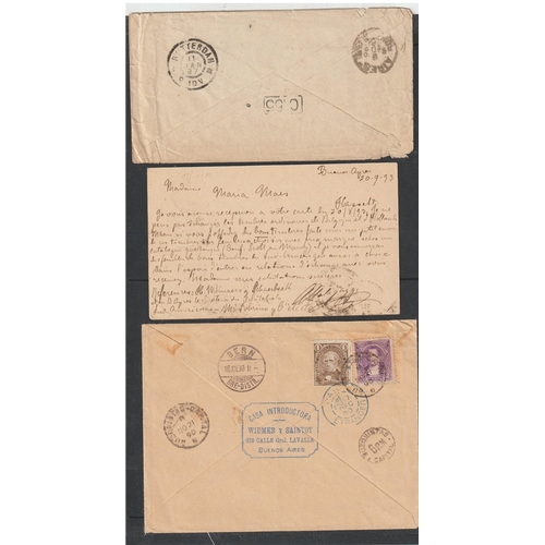 105 - ARGENTINA - French Sea Mails: Three covers with LIGNE PAQ FR. No. 3, 5 & 6, 1890-96 from Argentina t... 