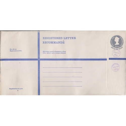 1064 - GREAT BRITAIN -  ISLE OF MAN - Registered postal stationery envelopes large and medium sizes with up... 