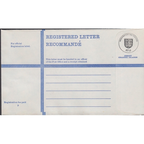 1072 - GREAT BRITAIN -  JERSEY - Registered postal stationery envelopes large and medium sizes with uprated... 