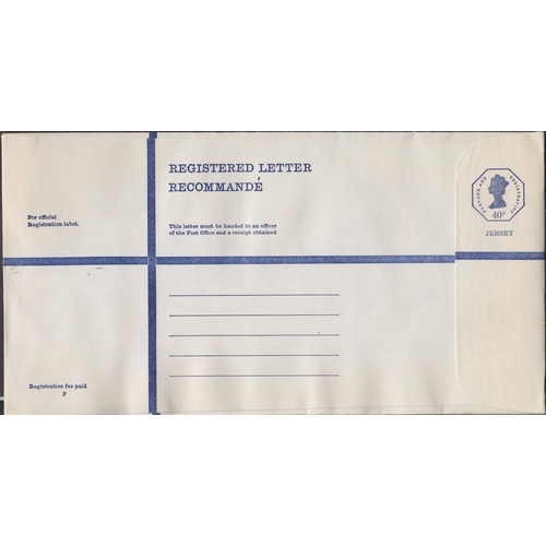 1072 - GREAT BRITAIN -  JERSEY - Registered postal stationery envelopes large and medium sizes with uprated... 