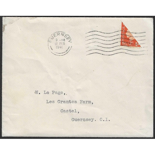 1073 - GREAT BRITAIN -  GUERNSEY - 1940 (17 Feb) Cover sent to Castel (typed address) bearing GVI 2d orange... 