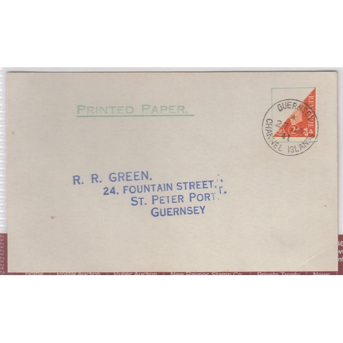 1075 - GREAT BRITAIN -  GUERNSEY - 1941 (27 Jan) plain postcard with 1937 2d orange bisected tied by GUERNS... 