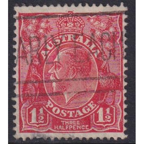 108 - AUSTRALIA - 1926 1½d scarlet part slogan cancel used showing no middle bar in E of PENCE variety, ma... 