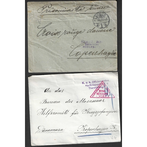 21 - POSTAL HISTORY - P.O.W. MAIL:WWI Accumulation of covers sent to Copenhagen,Denmark, ALL stampless wi... 