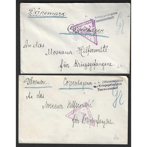 21 - POSTAL HISTORY - P.O.W. MAIL:WWI Accumulation of covers sent to Copenhagen,Denmark, ALL stampless wi... 