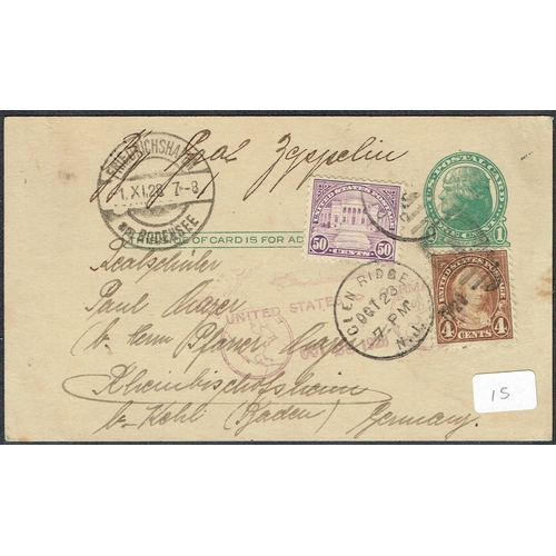 27 - POSTAL HISTORY - ZEPPELIN FLIGHTS - 1928 (23rd October) LZ127 1st USA to Germany Flight USA 1c green... 