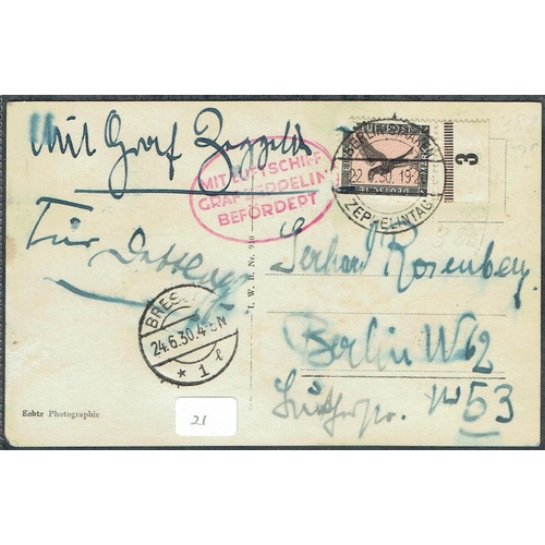 28 - POSTAL HISTORY - ZEPPELIN FLIGHTS - 1930 (22nd June) LZ 127 Zeppelin over Berlin postcard MIT LUFTSC... 