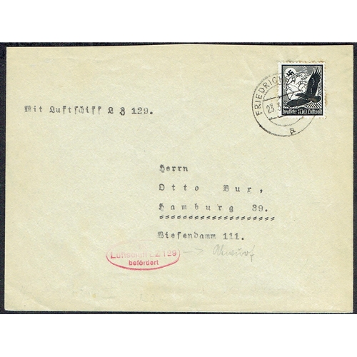 35 - POSTAL HISTORY - ZEPPELIN FLIGHTS - 1936 (23 March) LZ129 plain cover 100pf tied Friedrichschafen cd... 