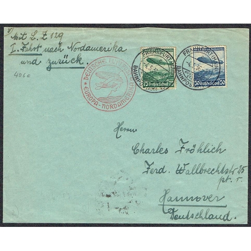 36 - POSTAL HISTORY - ZEPPELIN FLIGHTS - 1936 (4th May) LZ129 1st North America Flight Cover (few wrinkle... 