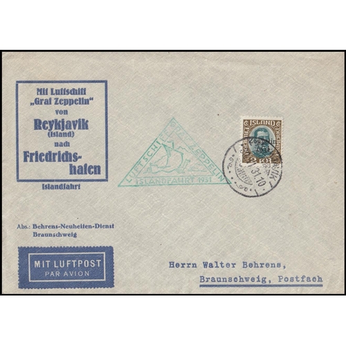 44 - POSTAL HISTORY - ZEPPELIN FLIGHTS - Iceland: 1931 Zeppelin flight printed cover for the Reykjavik to... 