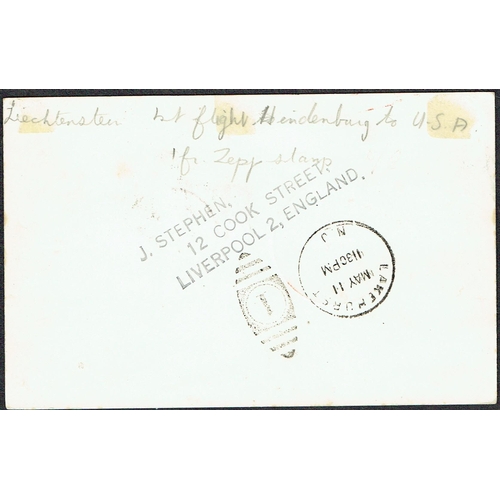 45 - POSTAL HISTORY - ZEPPELIN FLIGHTS - Liechtenstein: 1936 (1 May) Zeppelin plain postcard for Europe -... 