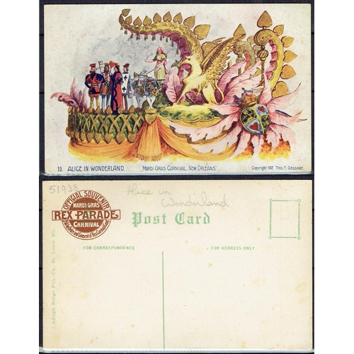 46 - POSTCARDS - Alice in Wonderland: 1907 Coloured postcard unused showing Mardi Gras, New Orleans by Ad... 