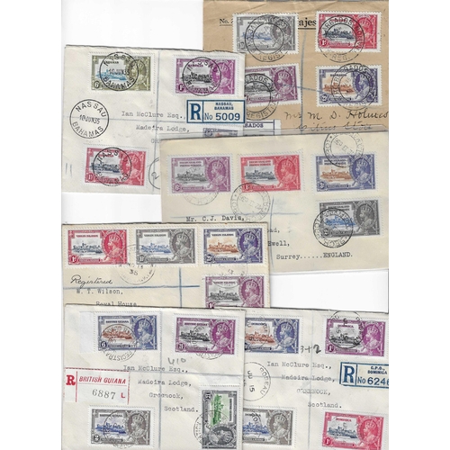 5 - OMNIBUS - 1935 Silver Jubilee Nice lot of complete sets of 4 fine used on registered covers for Coun... 