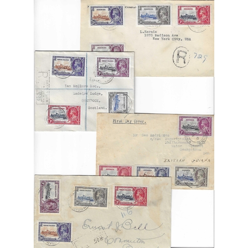 5 - OMNIBUS - 1935 Silver Jubilee Nice lot of complete sets of 4 fine used on registered covers for Coun... 