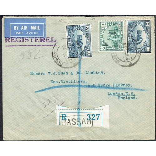 IRAQ - 1929 (27 Nov) Registered cover Basrah to London bearing 3a blue ...