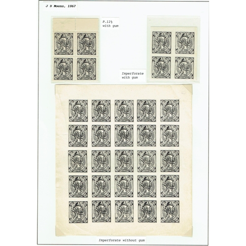 57 - REVENUES & CINDERELLA - Moresnet: 1867 Moens 10p black bogus stamp printed in imperf ungummed sheets... 