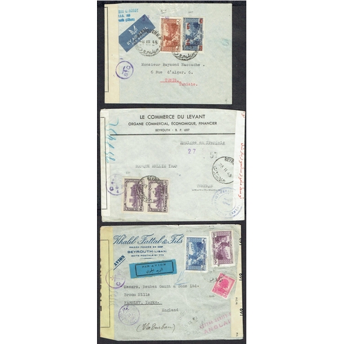 639 - LEBANON - WWII Censor covers (6) with Free French censor marks CP or SC plus Anglo Soviet Persian h/... 