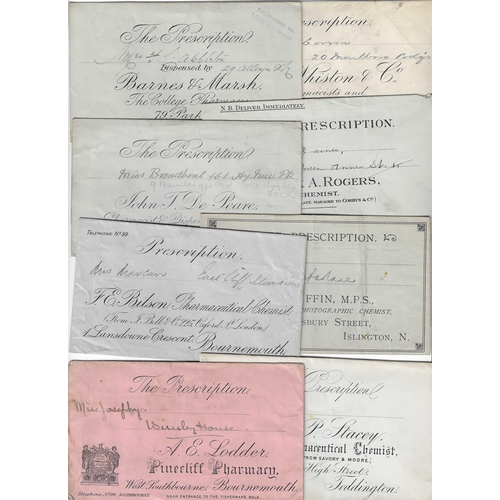 76 - THEMATICS - MEDICINE: Great Britain late 19th to Early 20th century Prescription envelopes from vari... 