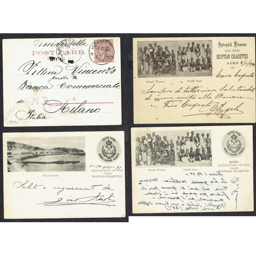 82 - ADEN - 1898-1902 QV Collection of five picture postcards to Italy each bearing 1a brown / plum adhs ... 