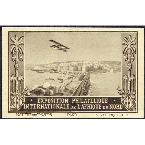 94 - ALGERIA - 1930 Special Flight card for the North Africa Philatelic Expo, PPC of the plan over Alger ... 