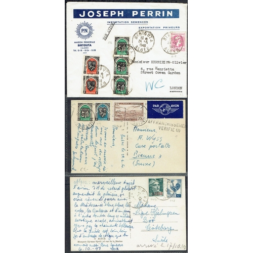 96 - ALGERIA - Group of Covers (17) mainly 1920s-1949 noted WWII censors (2), PPCs for 1920s to 1950s (9)... 