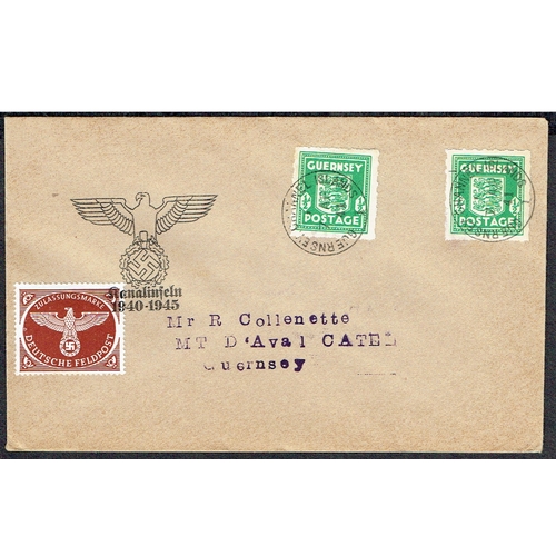 1000 - GREAT BRITAIN -  GUERNSEY - 1941 (7 Apr) Philatelic cover bearing two ½d green Arms tied cds with la... 