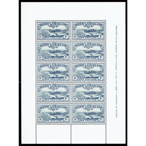 1007 - GREAT BRITAIN -  ISLANDS - Herm Island: 1954 Crest set of five in unmounted mint sheetlets of 20 for... 