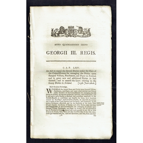 114 - REVENUES & CINDERELLA - Ireland: Two George II Acts of parliament for Irish Stamp Duties on Pamphlet... 